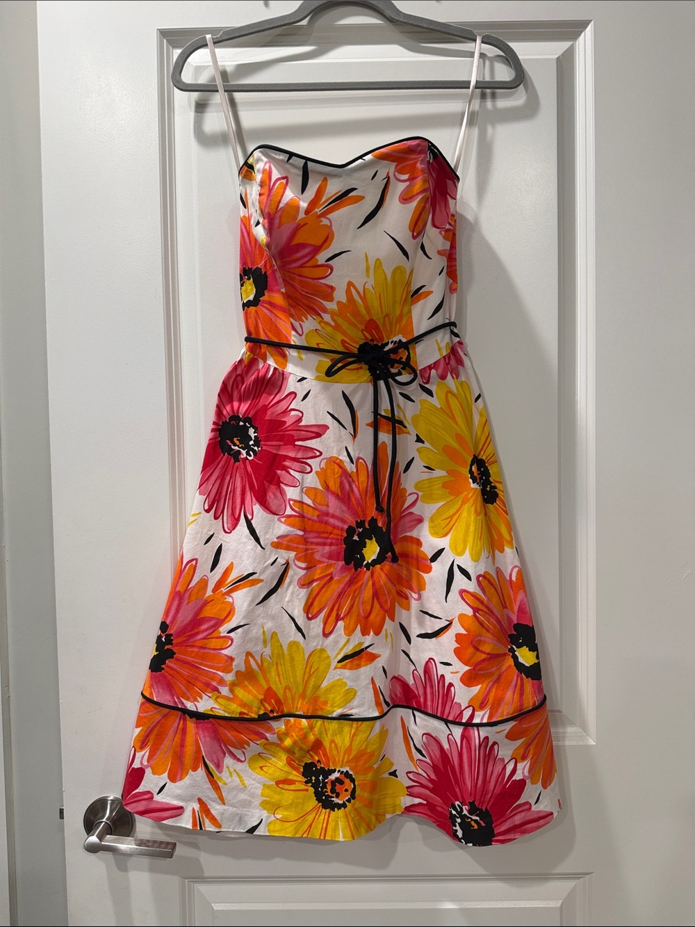 Vintage Robin Jordan Strapless Pink/Yellow Floral Sundress Size 4 Fit & Flare